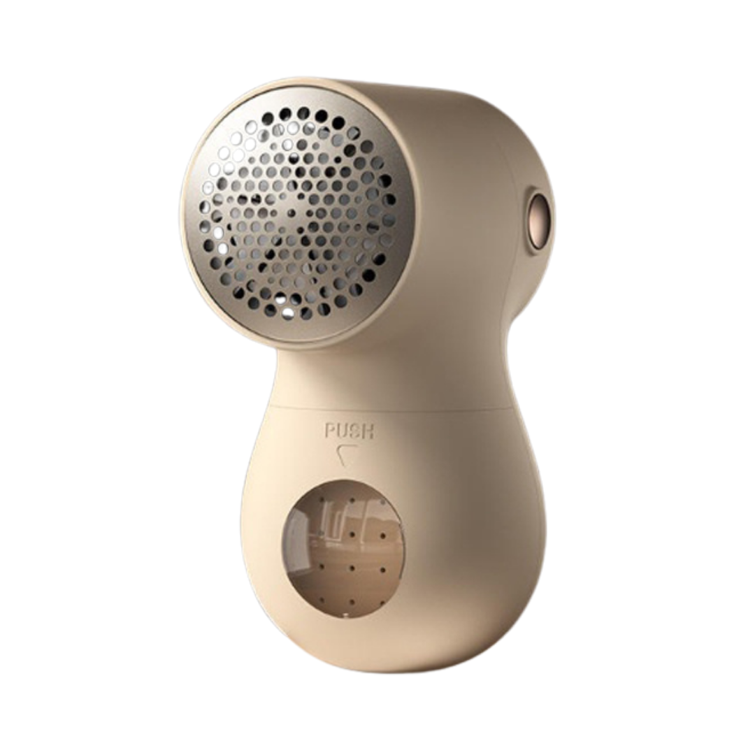 JOYROOM rechargeable lint remover and fabric trimmer in beige color with digital display for removing fuzz from clothing (Color: Beige)