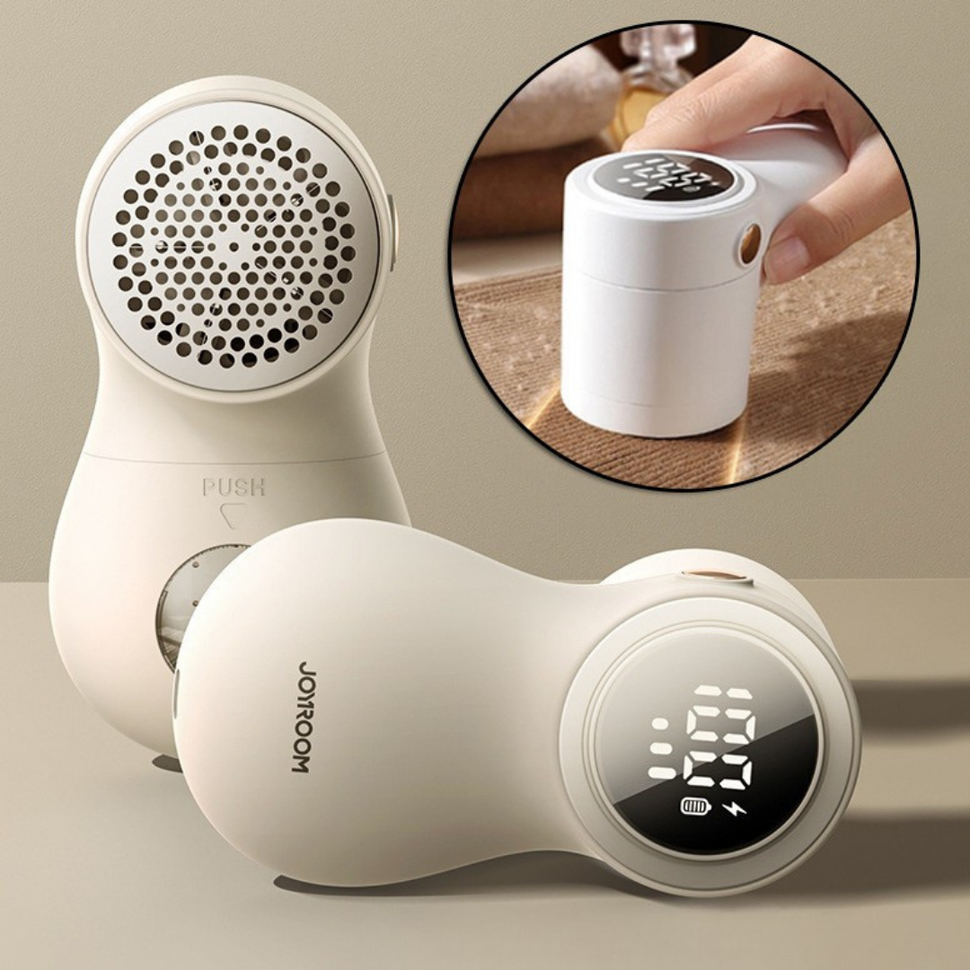 JOYROOM rechargeable lint remover and fabric trimmer with digital display for removing fuzz from clothing