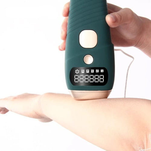 Laser hair removal device for gentle at home hair reduction and smoother looking skin depiction of use