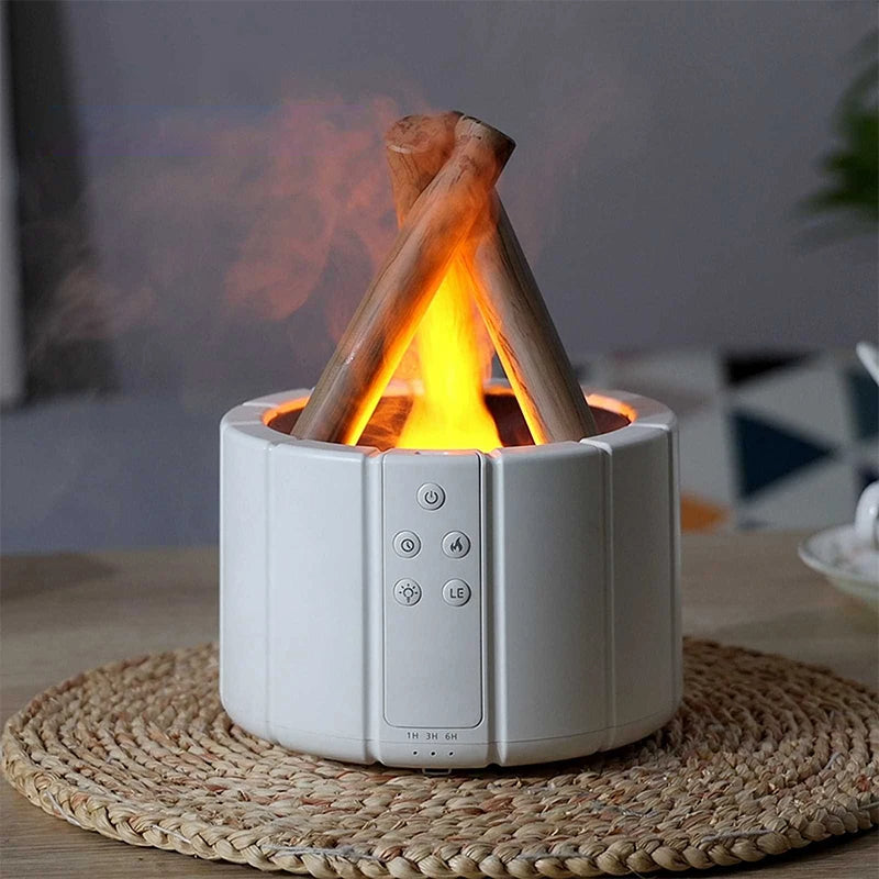LED bonfire diffuser with flame effect mist 7 color lighting and remote control