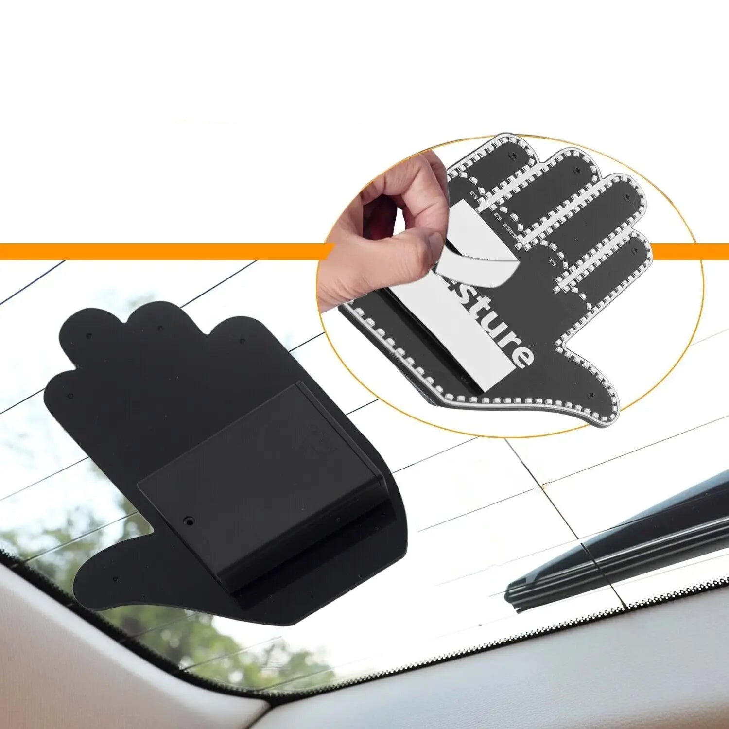 LED car gesture light displaying hand signals for drivers with easy installation depiction of easy installation