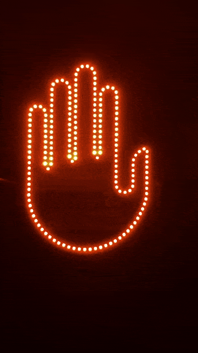 LED car gesture light displaying hand signals for drivers with easy installation gif