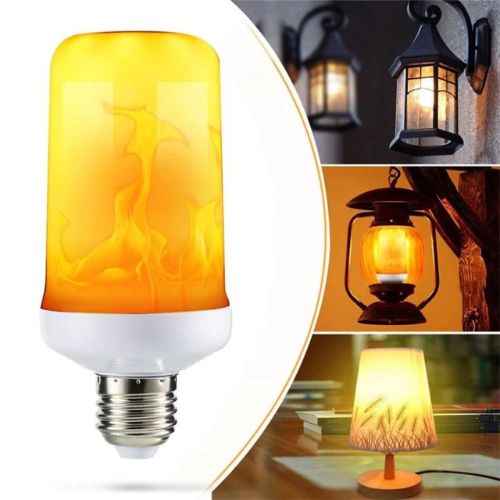 Led flame effect light bulbs 2 pack with realistic flickering fire ambiance for home decor depiction of use in various settings