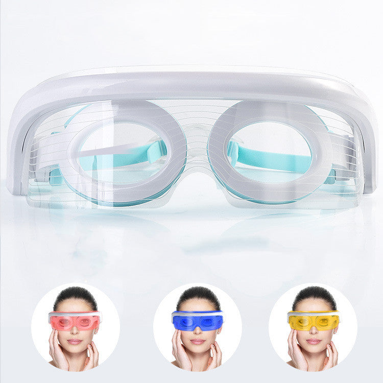 LED light therapy eye massager with heat compress vibration massage and soft silicone design for relaxing eye care product shot