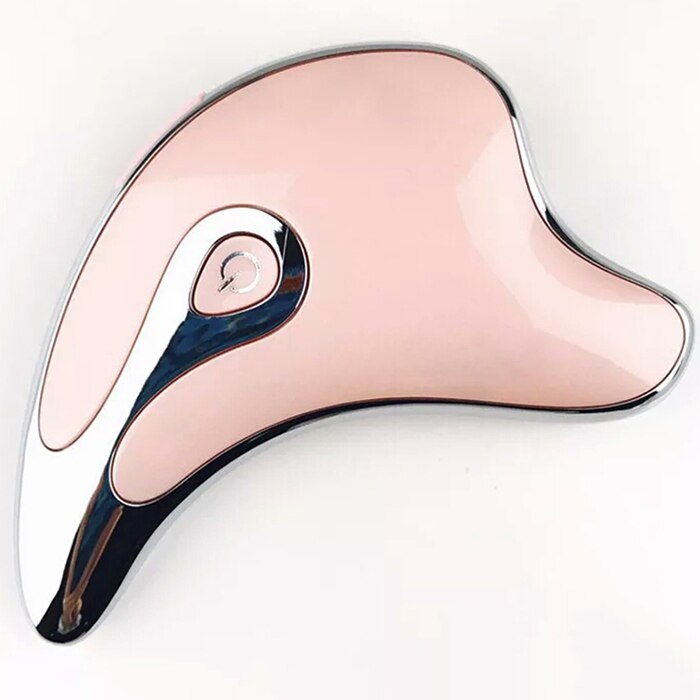 LED microcurrent gua sha massager in pink color with ergonomic facial massage design for skincare and relaxation (Color: Pink)