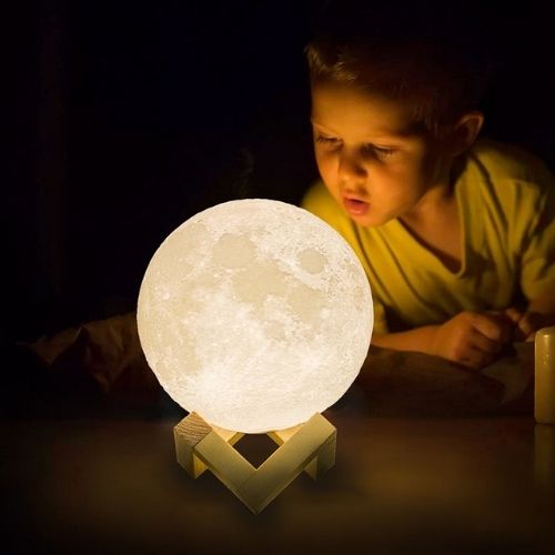 LED moon lamp with 16 color lighting remote control and ambient room decor design model shot