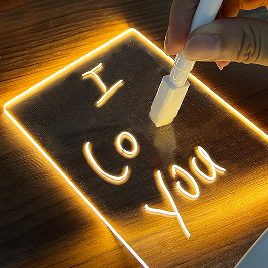LED note board night light with writable message board and warm LED lighting for notes, reminders, or decorations