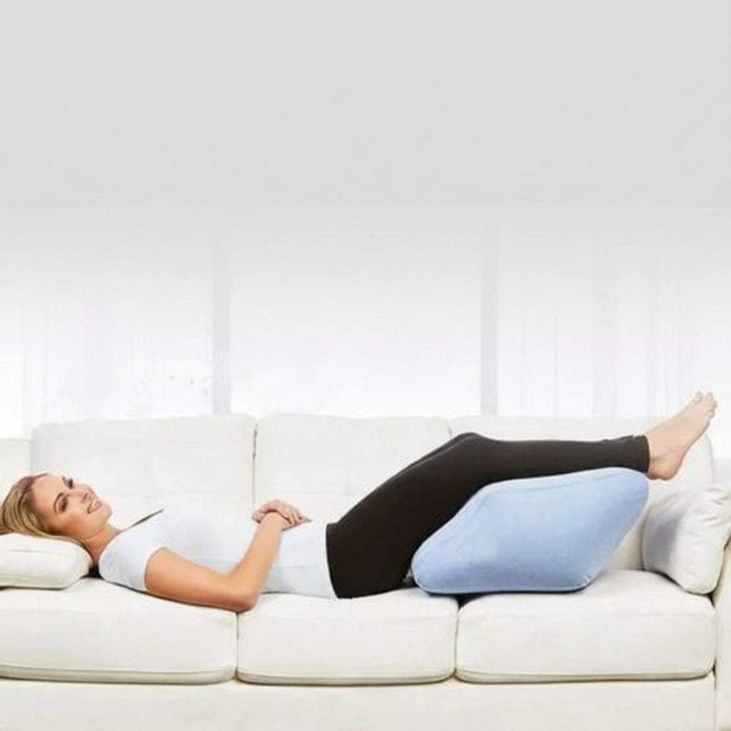 Leg elevation pillow with high density foam support for circulation comfort and relaxation model shot