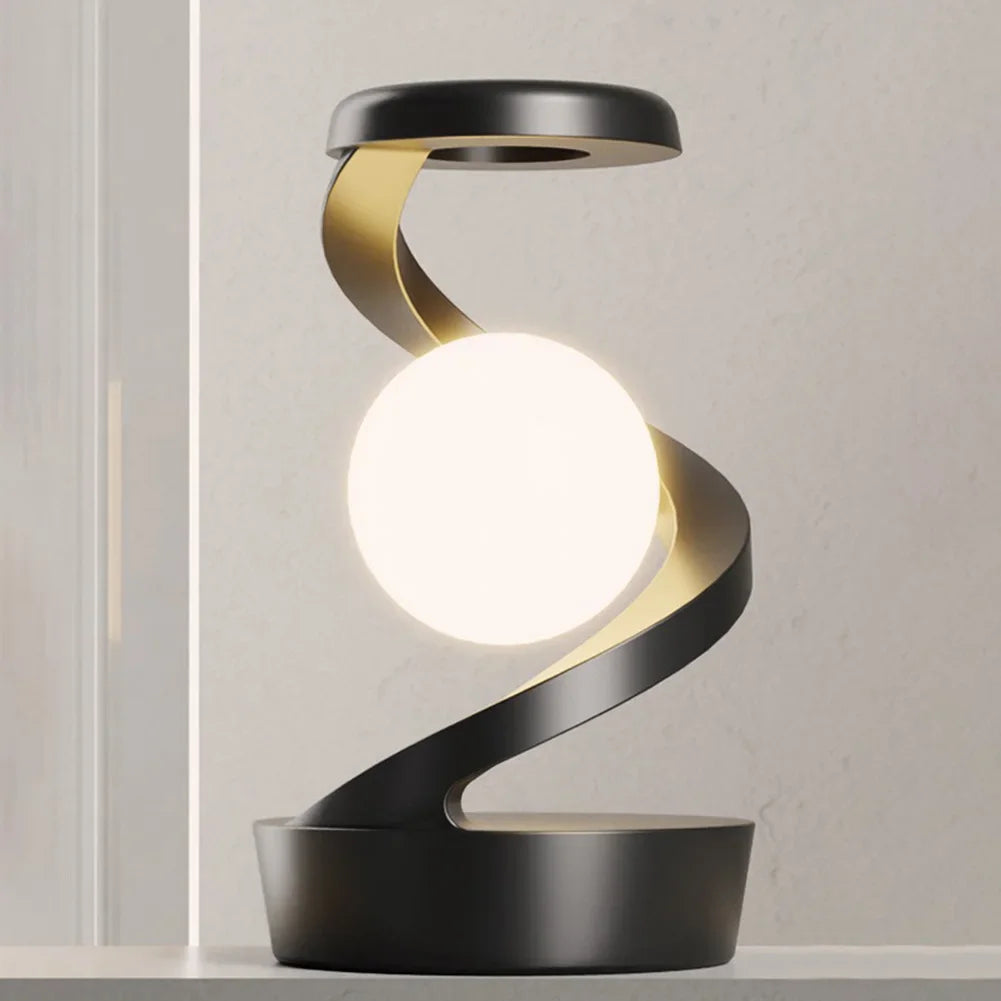 Levitating moon lamp in gray color with wireless charger floating led light with rgb modes and gesture control (Color: Gray)