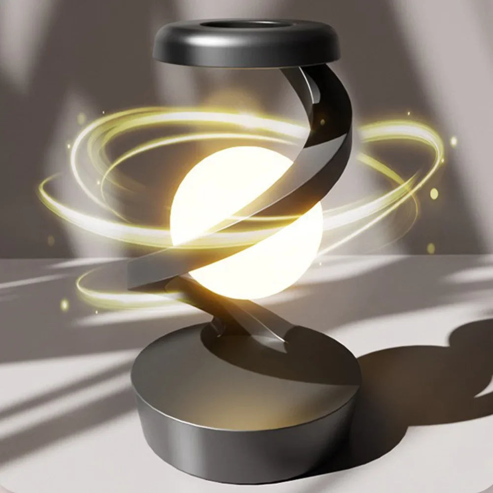 Levitating moon lamp with wireless charger floating led light with rgb modes and gesture control cool product shot