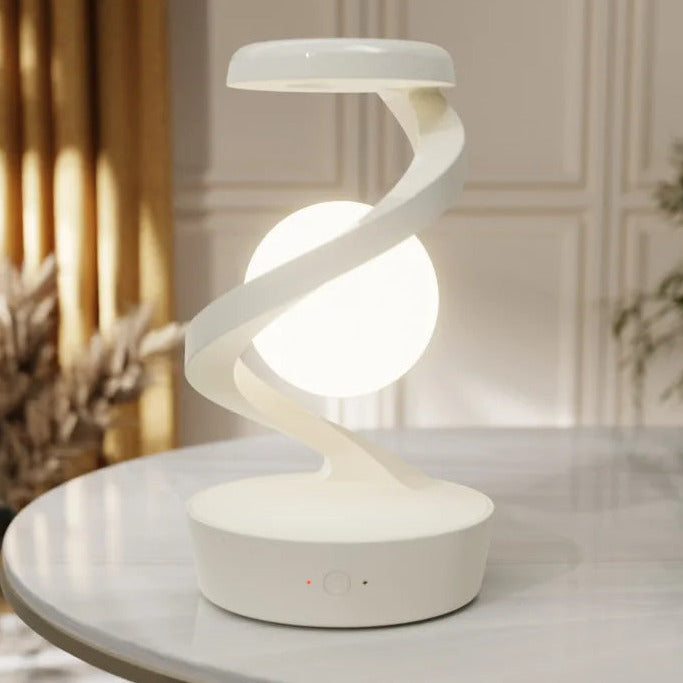 Levitating moon lamp in white color with wireless charger floating led light with rgb modes and gesture control (Color: White)