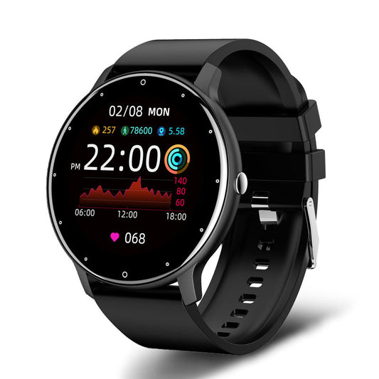 LIGE smartwatch in black color with touchscreen display fitness tracking features and silicone strap design (Color: Black)