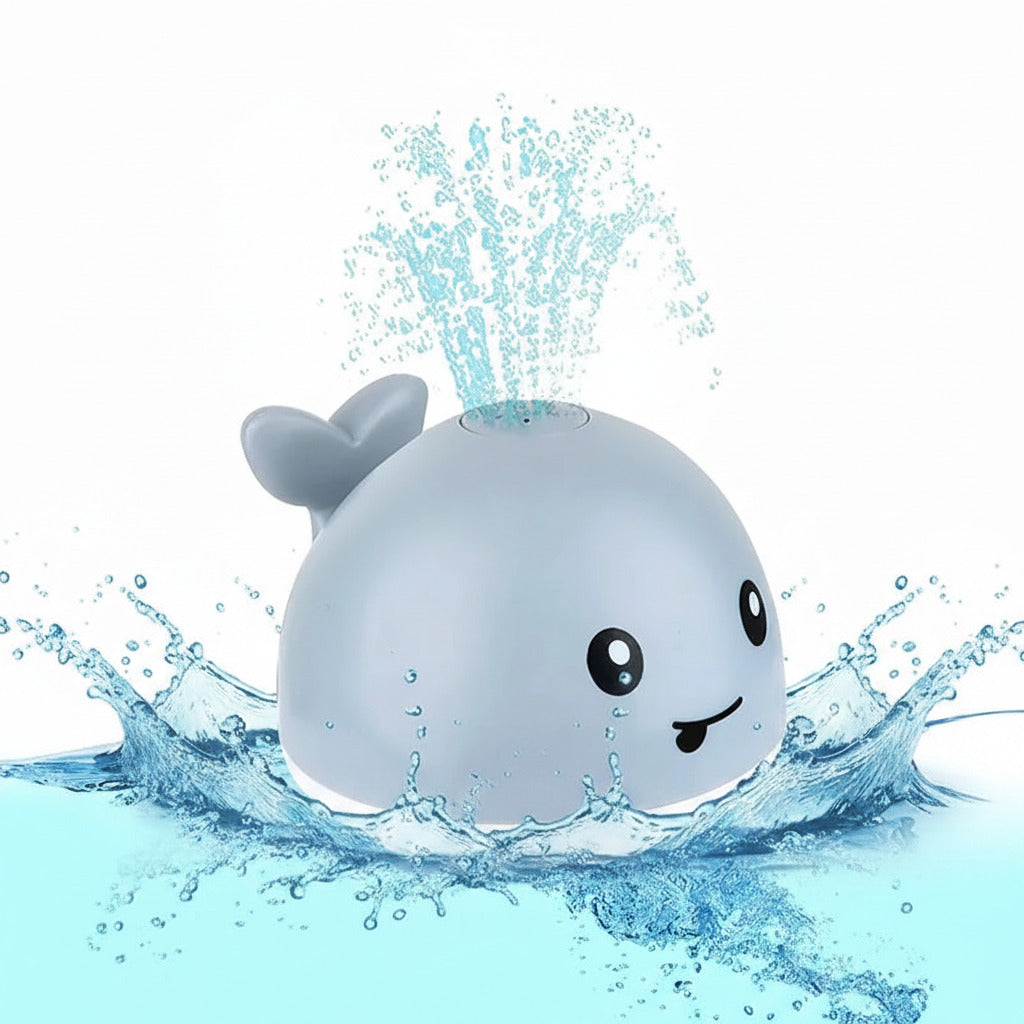 Light up whale bath toy in gray color with rechargeable battery colorful lights and water fountain spray for toddlers (Color: Gray)
