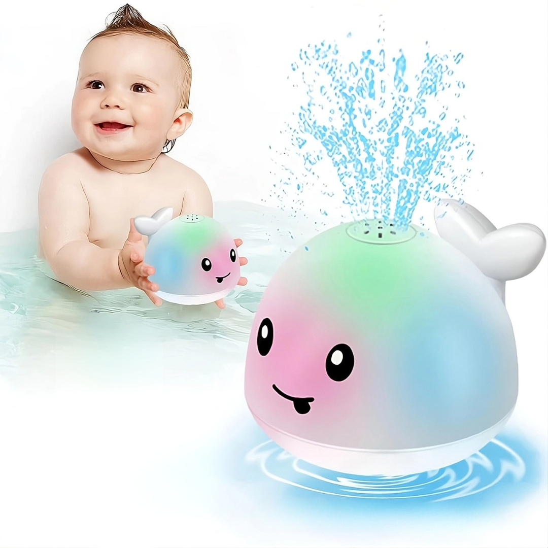 Light up whale bath toy with rechargeable battery colorful lights and water fountain spray for toddlers