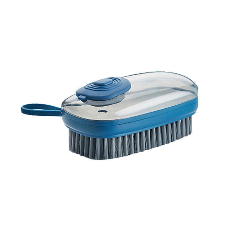 Liquid dispensing shoe cleaning brush in blue color with ergonomic grip for washing shoes, clothes, and household items (Color: Blue)