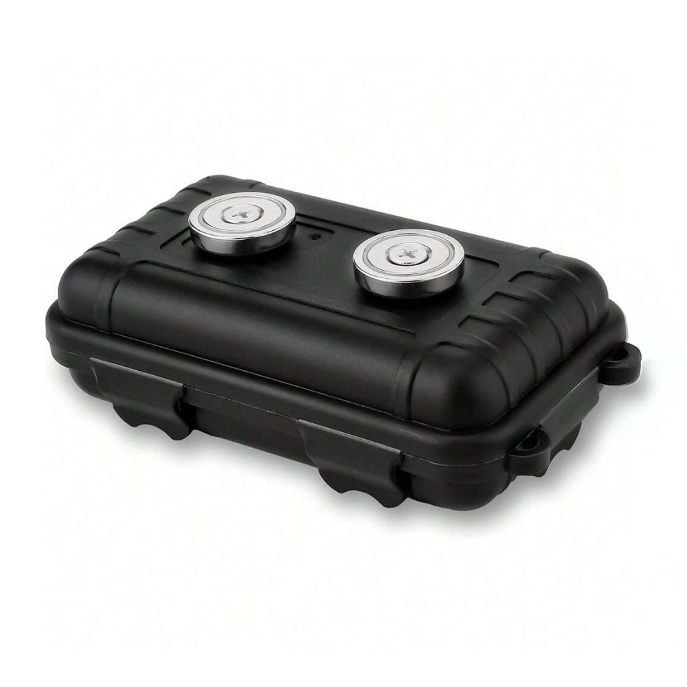 Magnetic key safe box with strong magnets for hidden under car key storage product shot