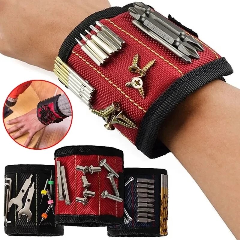 Magnetic wristband tool holder for screws nails and small metal parts hands free work alternate product shot