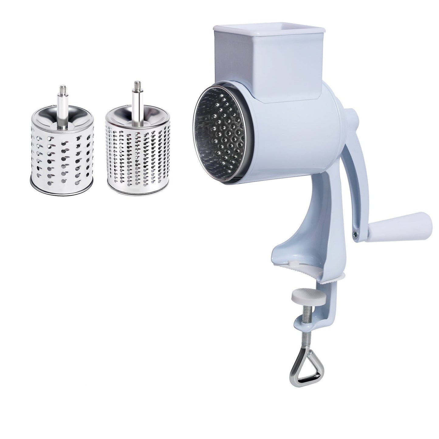 Manual cheese and nut grinder in blue color with hand crank and stainless steel blades (Color: Blue)