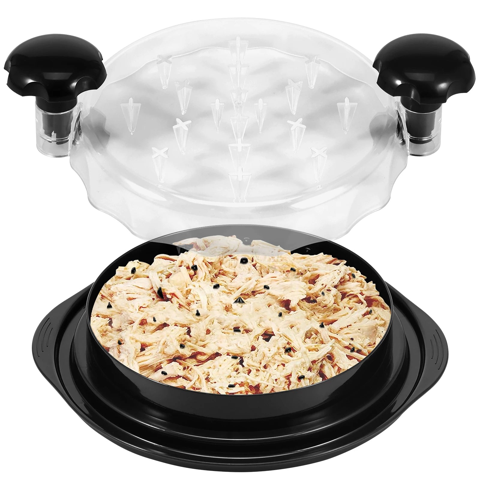 Meat shredder tool with rotating lid and anti slip base for chicken pork and beef alternate product shot