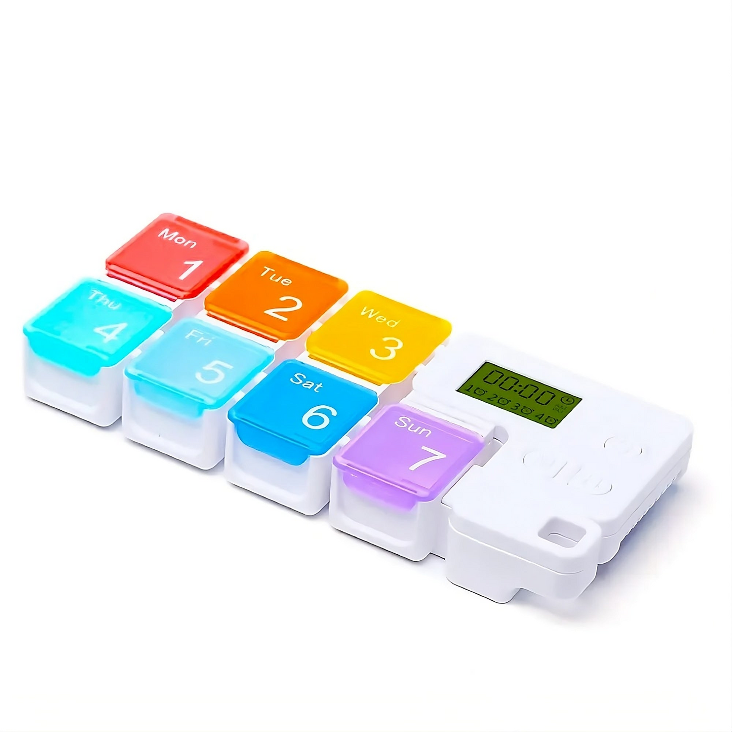 Medication pill organizer and reminder in mixed color with alarm alerts large display and weekly compartments (Color: Mixed)