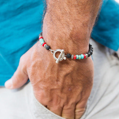 Men’s beaded alloy bracelet featuring a modern design suitable for everyday and formal wear