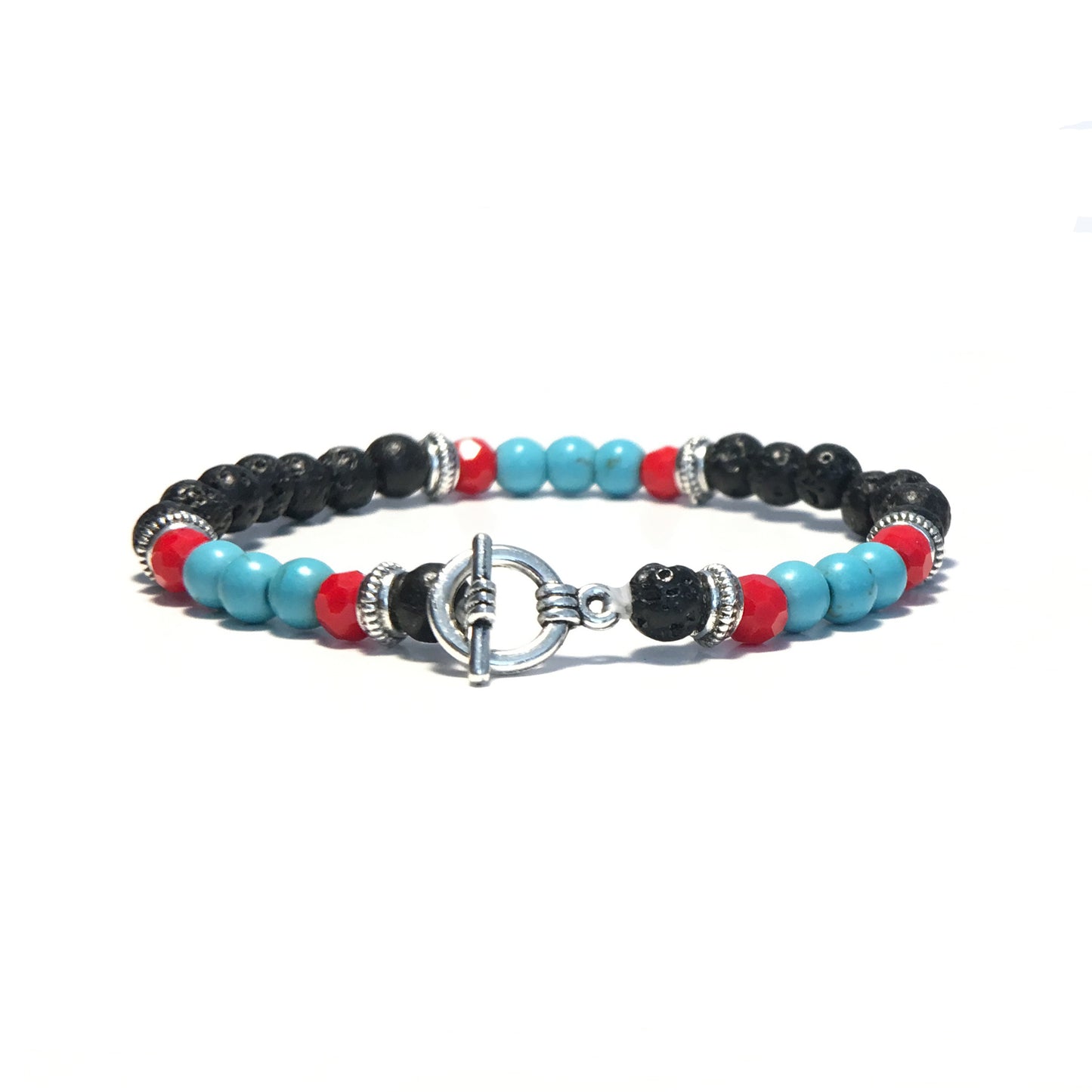 Men’s beaded alloy bracelet featuring a modern design suitable for everyday and formal wear in silver color (Color: Silver)