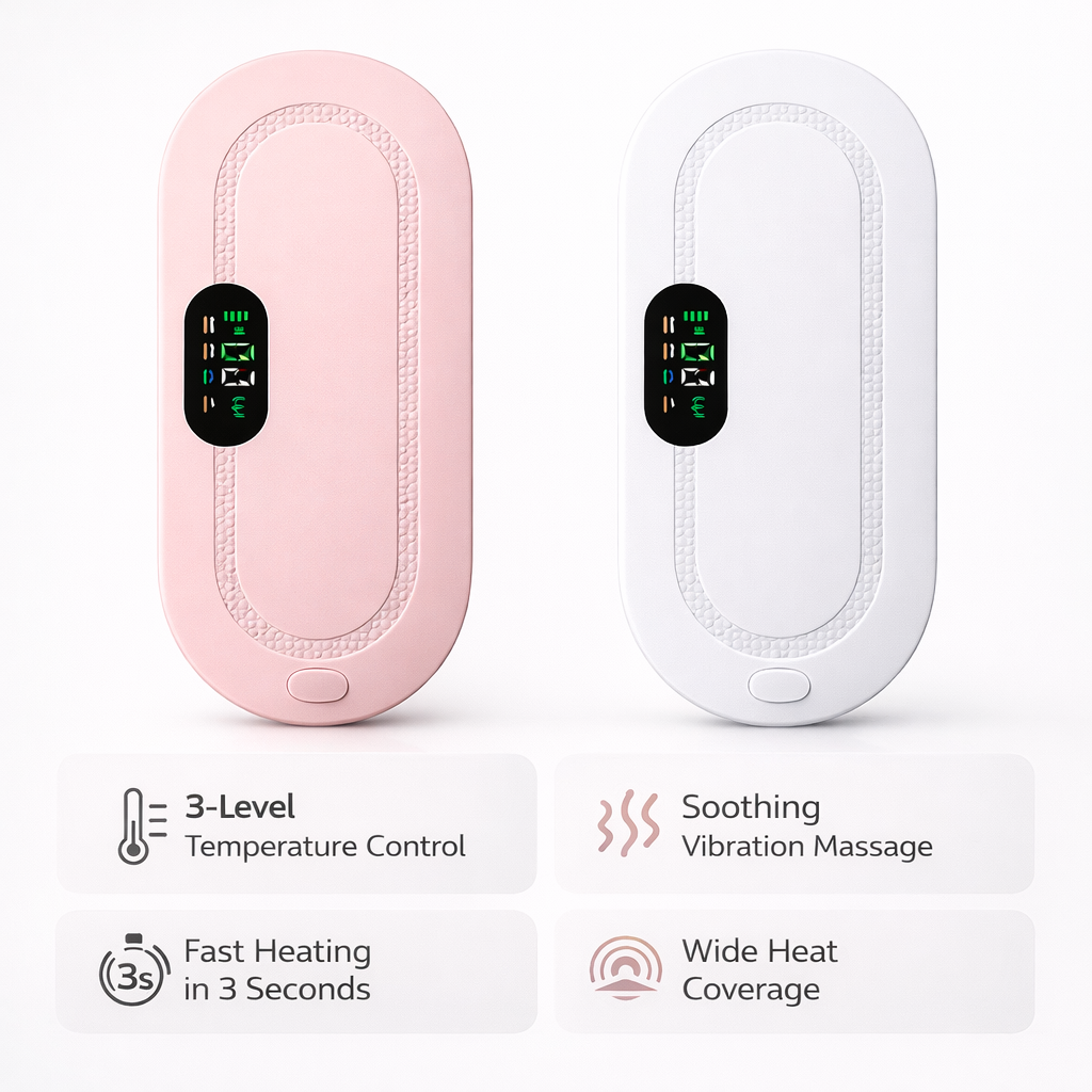 Menstrual heating belt with massage function for cramps relief and abdominal comfort depiction of features