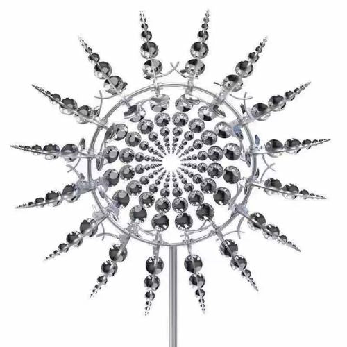 Metal kinetic wind spinner for garden and patio with dual rotating blades and smooth motion