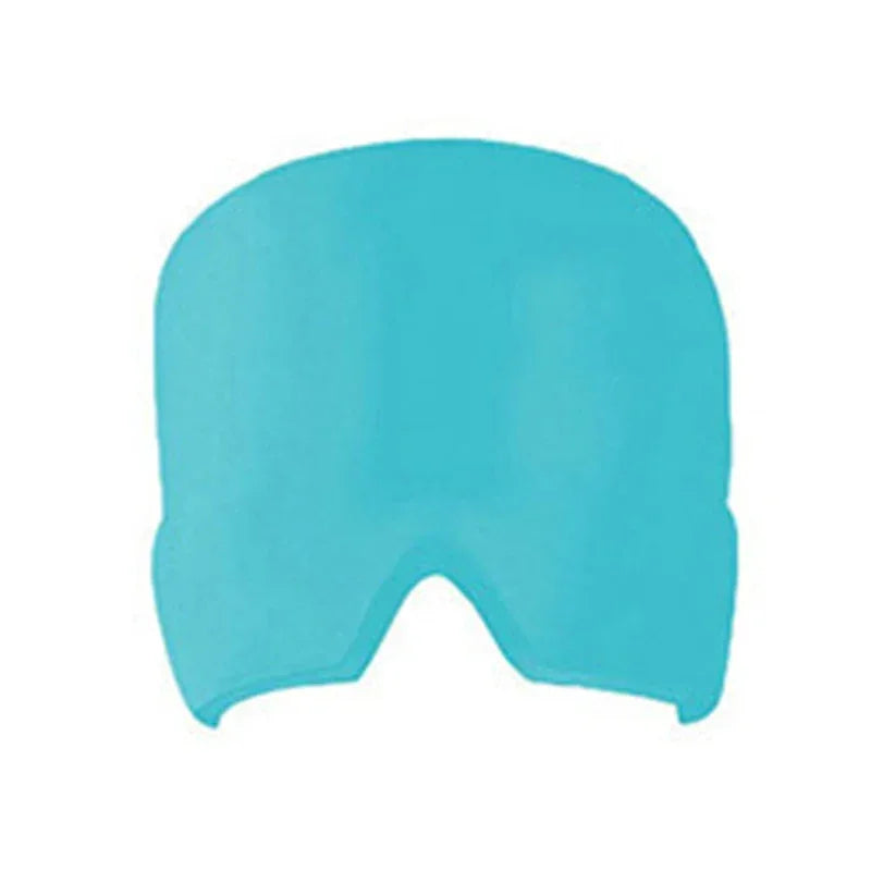 Migraine relief cooling cap in blue color with wearable cold therapy and soft gel compression design (Color: Blue)