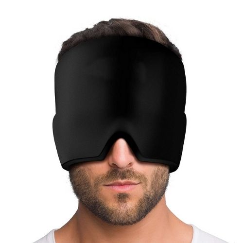 Migraine relief cooling cap with wearable cold therapy and soft gel compression design model shot