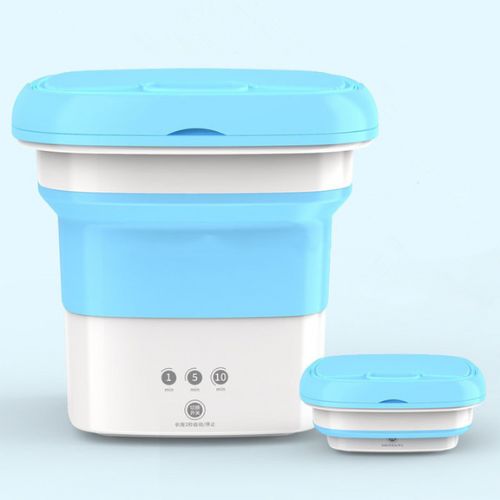 Mini foldable washing machine with portable compact design for travel apartments and small laundry loads