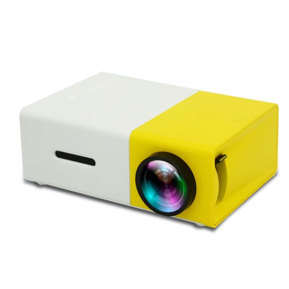 Mini LED projector compact projector in yellow color for home entertainment and movie viewing (Color: Yellow)