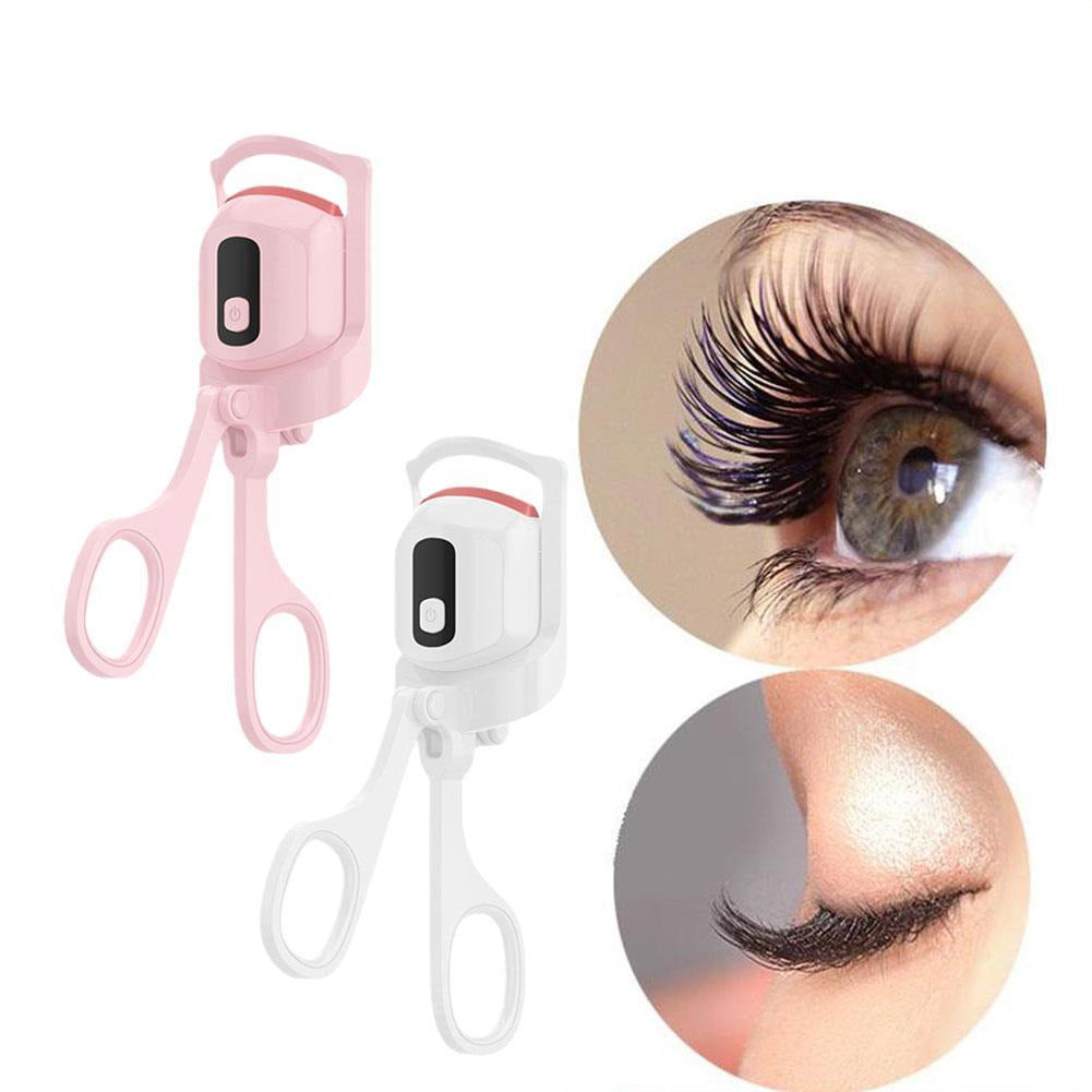 Mini portable eyelash curler with gentle heat for long lasting lash curls and easy styling