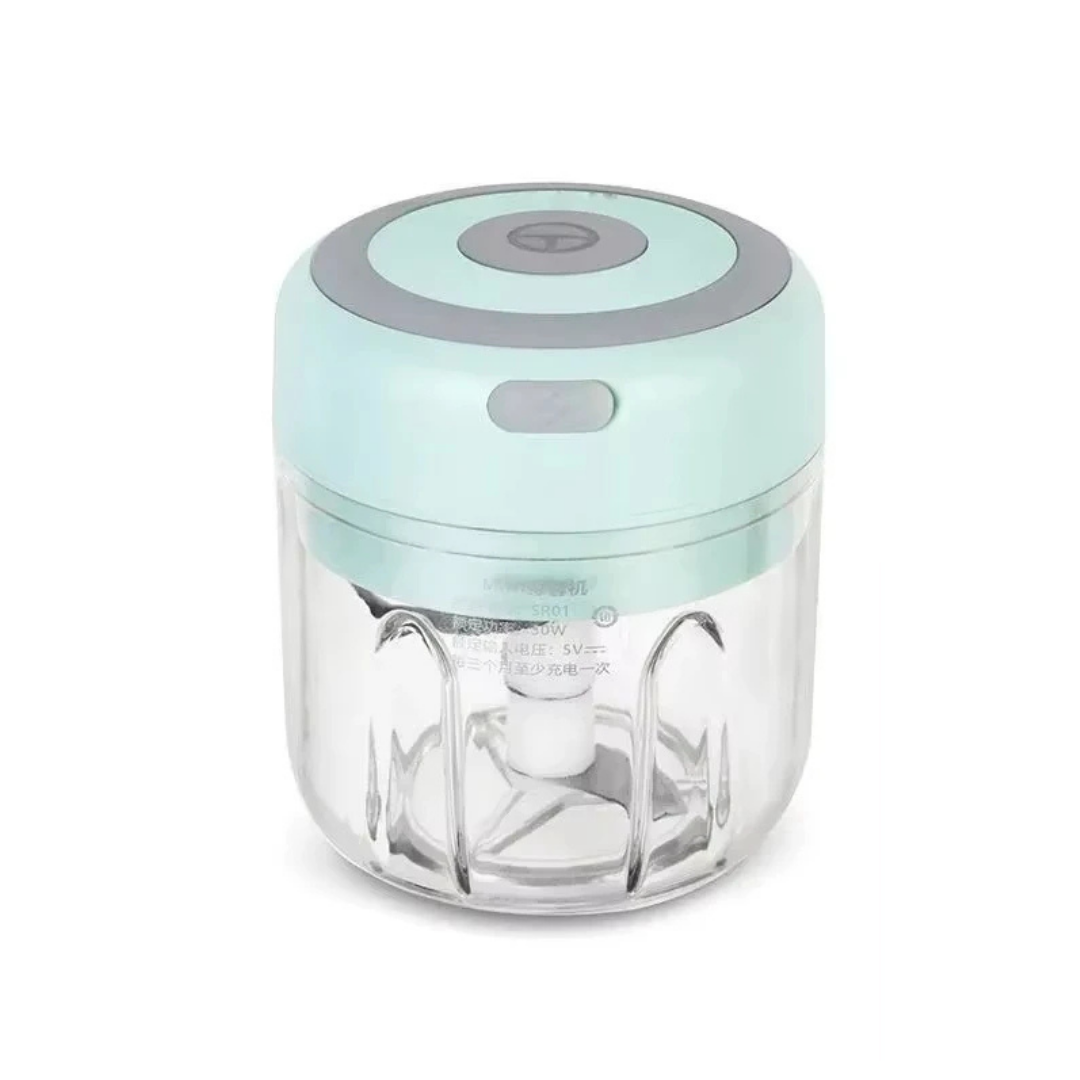 Electric mini portable food chopper in green color for quick chopping of vegetables garlic and ingredients (Color: Green)