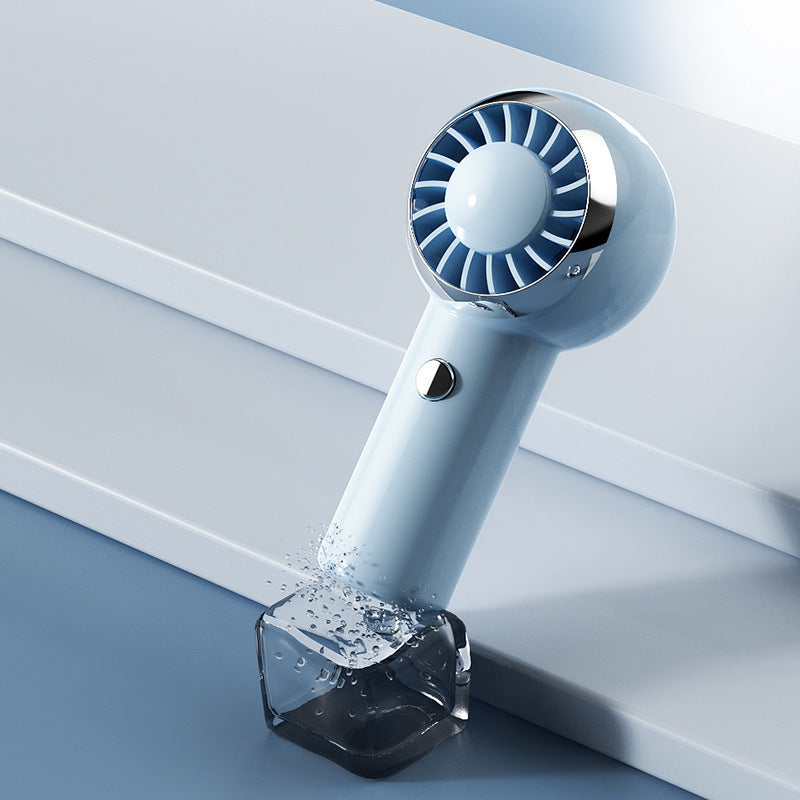Mini portable turbo fan in blue color with USB rechargeable design for compact personal cooling on the go (Color: Blue)