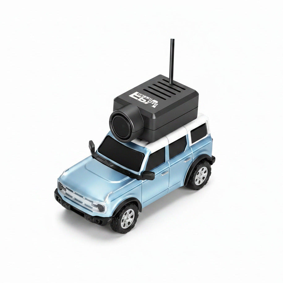 Mini rc car in blue color with camera and live smartphone control for immersive indoor and outdoor driving (Color: Blue)