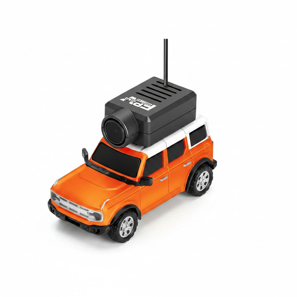 Mini rc car in orange color with camera and live smartphone control for immersive indoor and outdoor driving (Color: Orange)