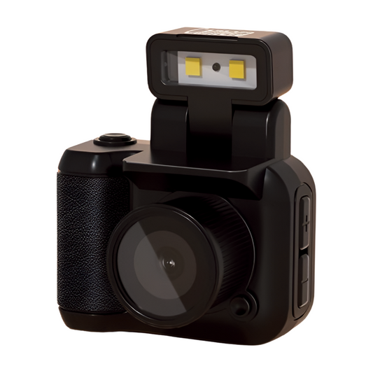 Mini retro camera in black color with 1080p recording compact design display screen and extra battery (Color: Black)
