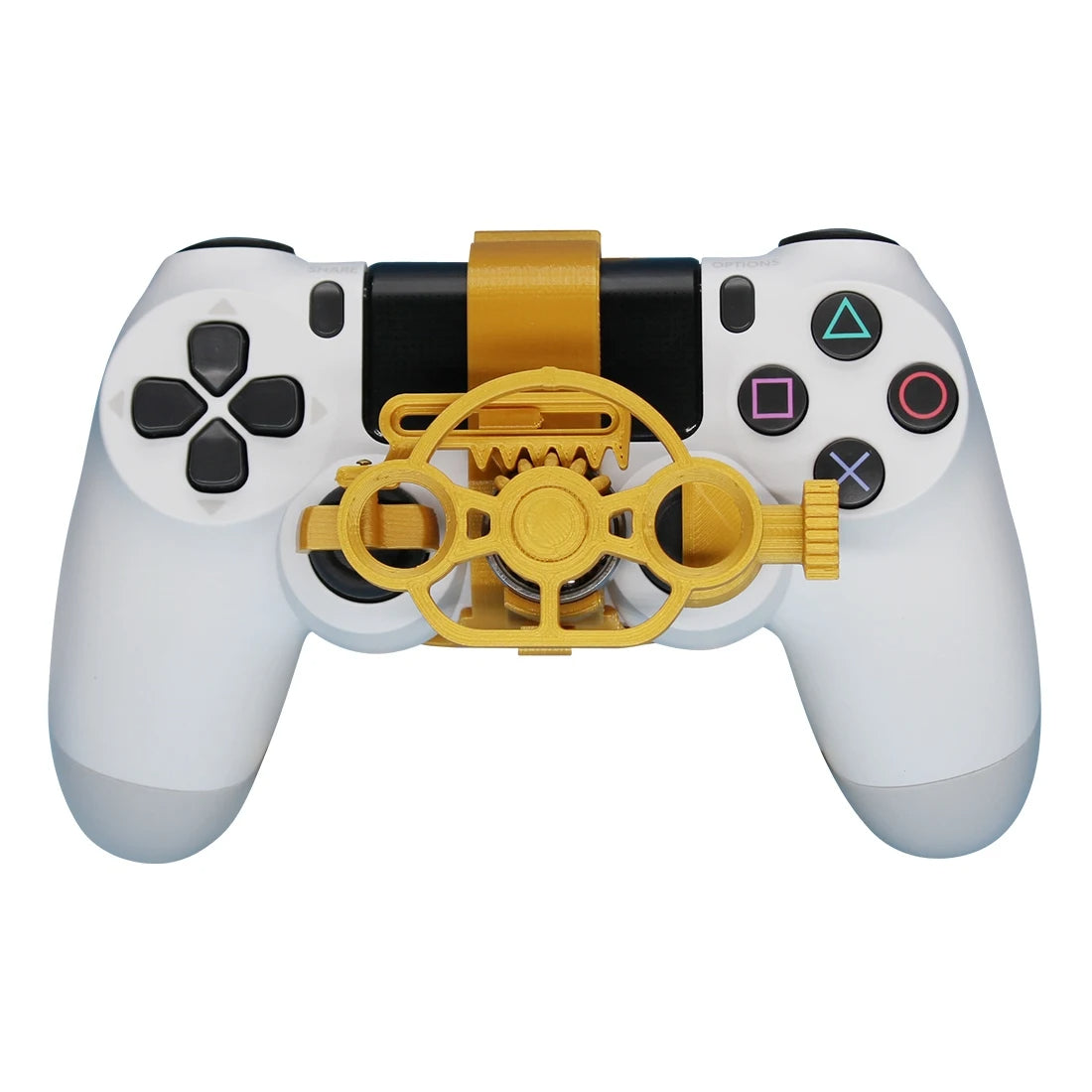 Mini steering wheel attachment in gold color for PS4 controller for racing games and improved control (Color: Gold)