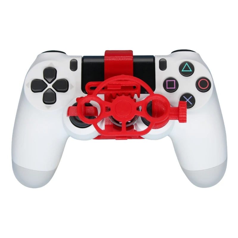 Mini steering wheel attachment in red color for PS4 controller for racing games and improved control (Color: Red)