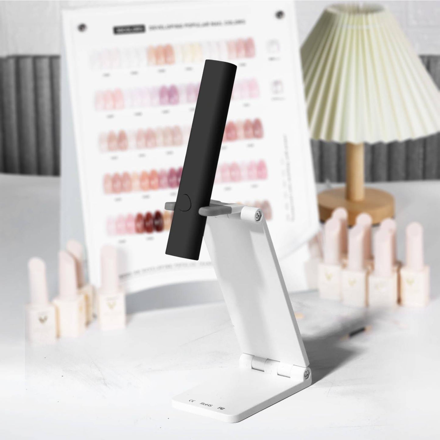 Mini UV LED nail dryer with foldable stand for portable gel nail curing alternate product shot