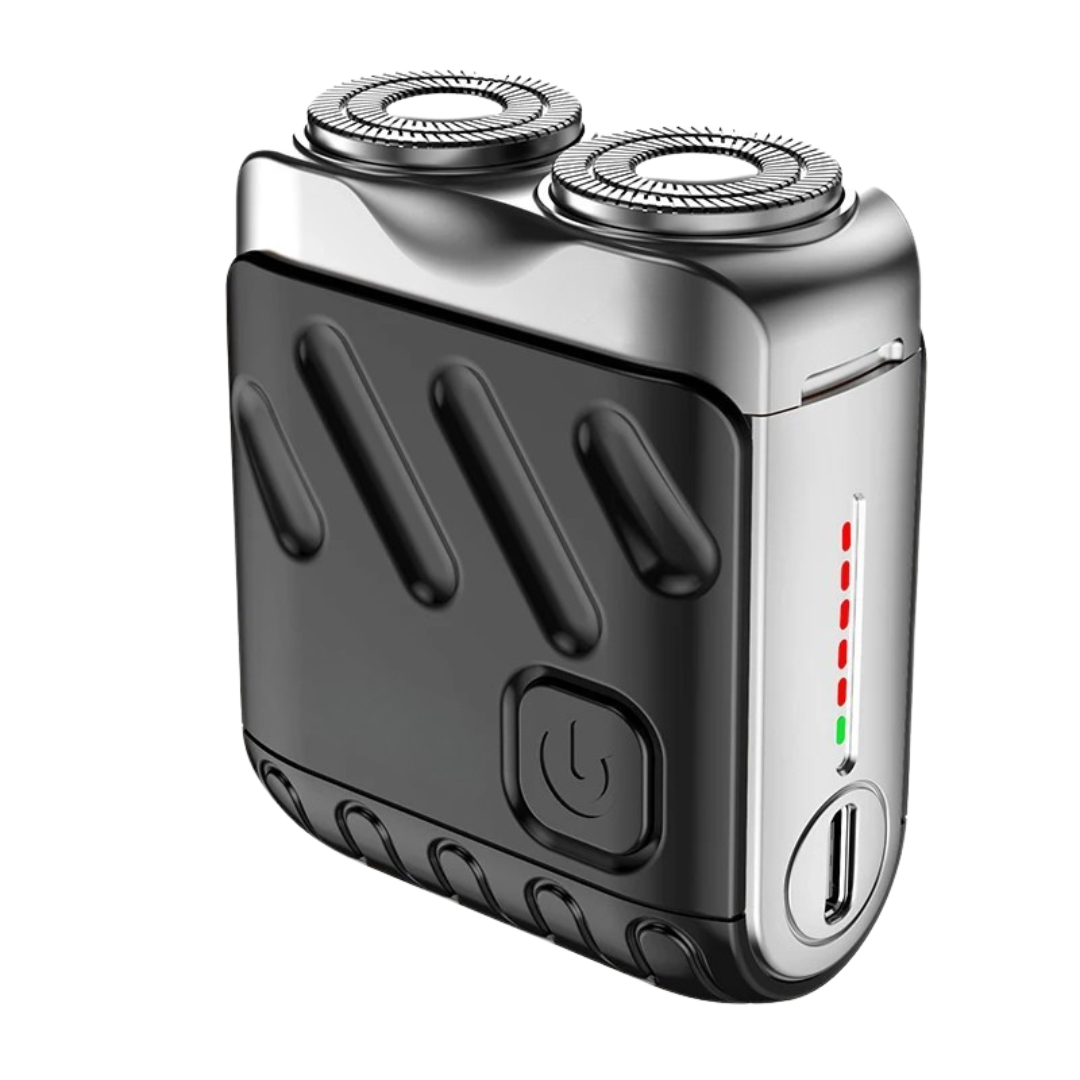 Mini waterproof dual rotary shaver in black color with compact travel friendly design for smooth wet and dry grooming (Color: Black)