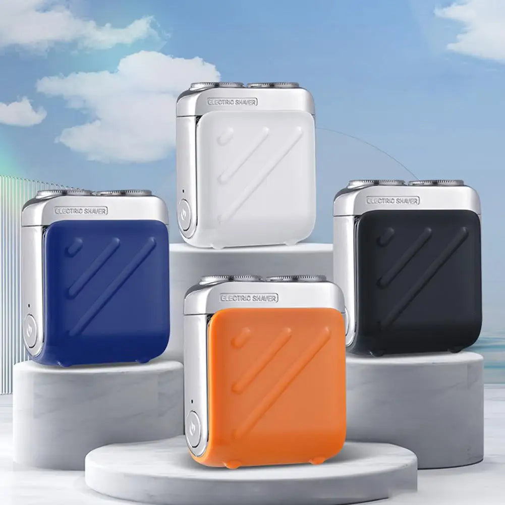 Mini waterproof dual rotary shaver with compact travel friendly design for smooth wet and dry grooming