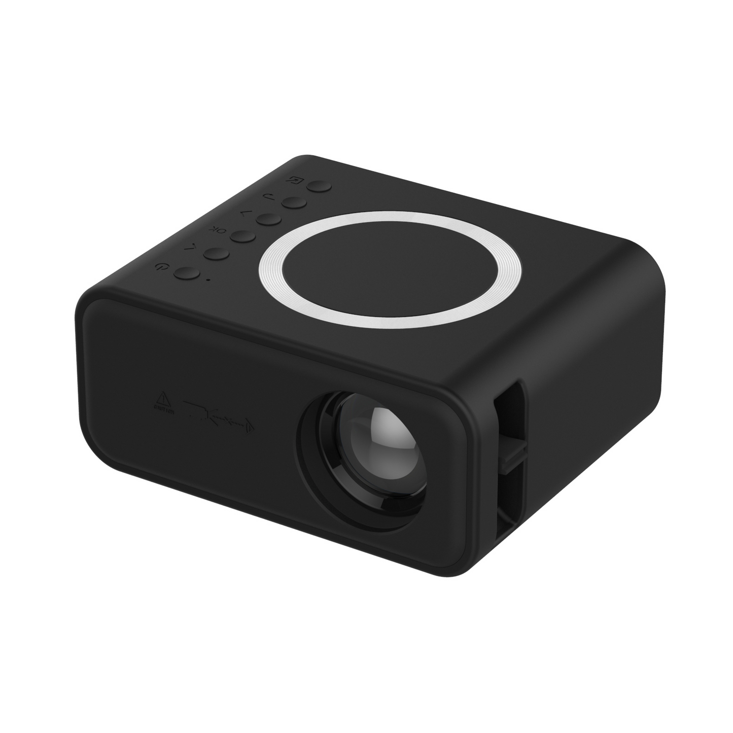Mini wireless led projector in black color for home theater with 1080p support and portable design (Color: Black)