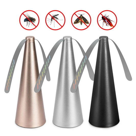 Mosquito repellent fan with rotating blades for outdoor dining and insect deterrence trio