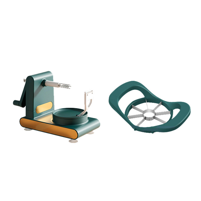 Multifunctional fruit and vegetable peeler in dark green color with splitter included with stable suction base and easy manual peeling design (Color: Dark Green) (Pack: Peeler & Splitter)
