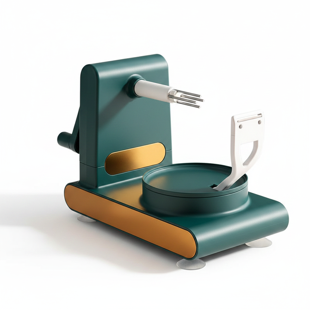 Multifunctional fruit and vegetable peeler in dark green color with stable suction base and easy manual peeling design (Color: Dark Green) (Pack: Peeler)