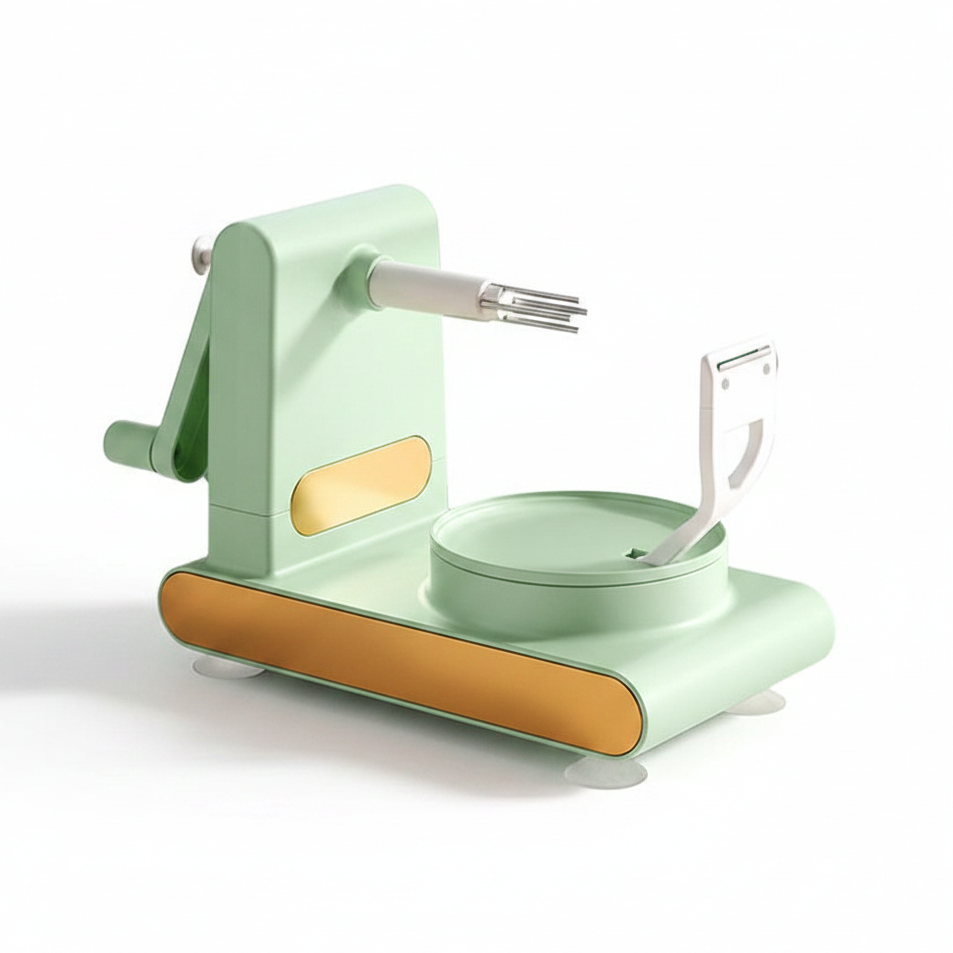 Multifunctional fruit and vegetable peeler in light green color with stable suction base and easy manual peeling design (Color: Light Green) (Pack: Peeler)