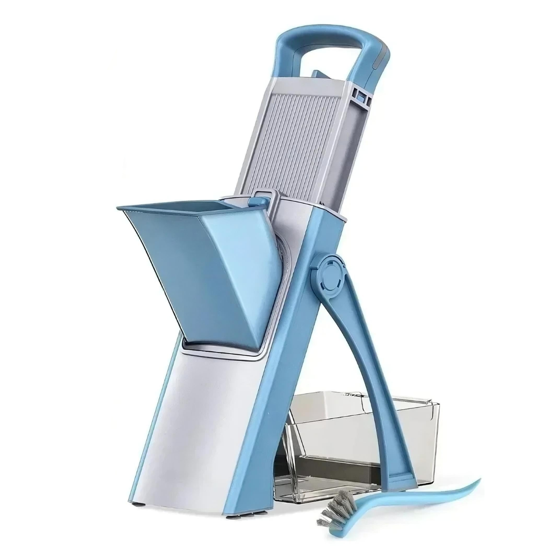 Multifunctional vegetable cutter in blue color with 40 cutting styles adjustable thickness and stainless steel blades (Color: Blue)
