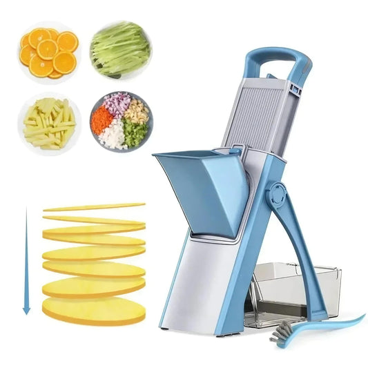 Multifunctional vegetable cutter with 40 cutting styles adjustable thickness and stainless steel blades
